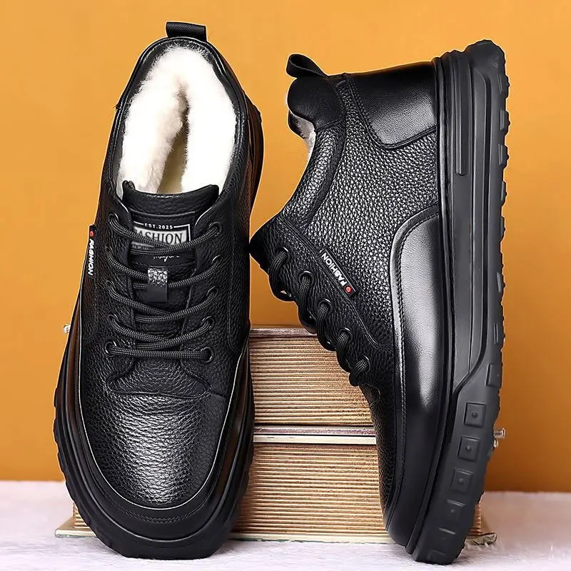 Men's Winter Leather Snow Boots - usage example