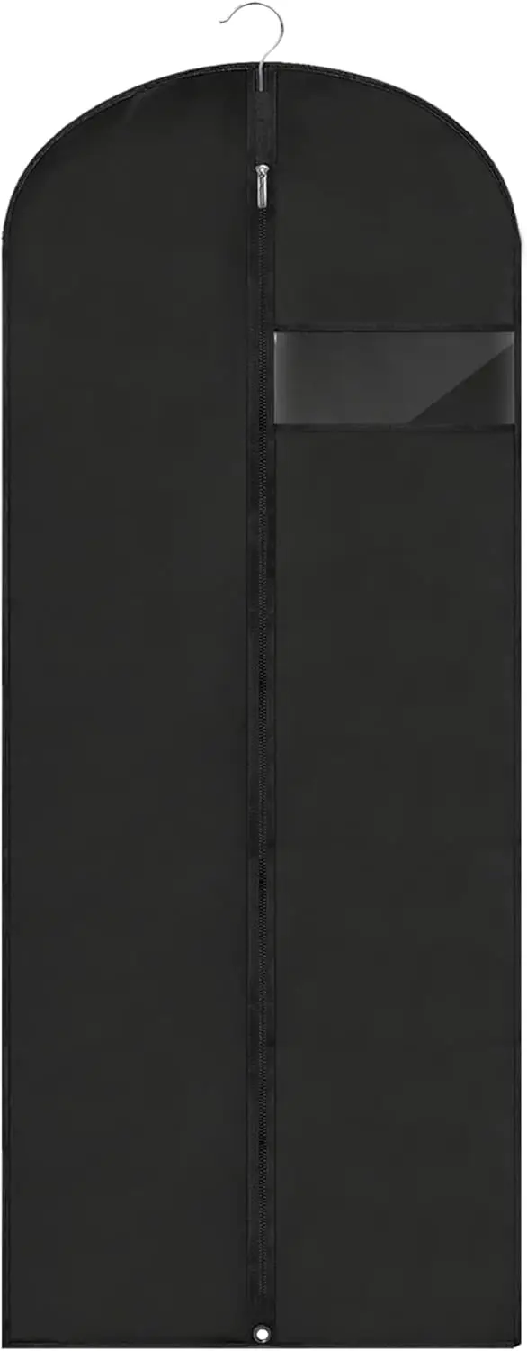 

Dress Bags for Gowns Long, 60'' Garment Bags for Hanging Clothes, Suit Bag Cover for Storage and Travel (Black)