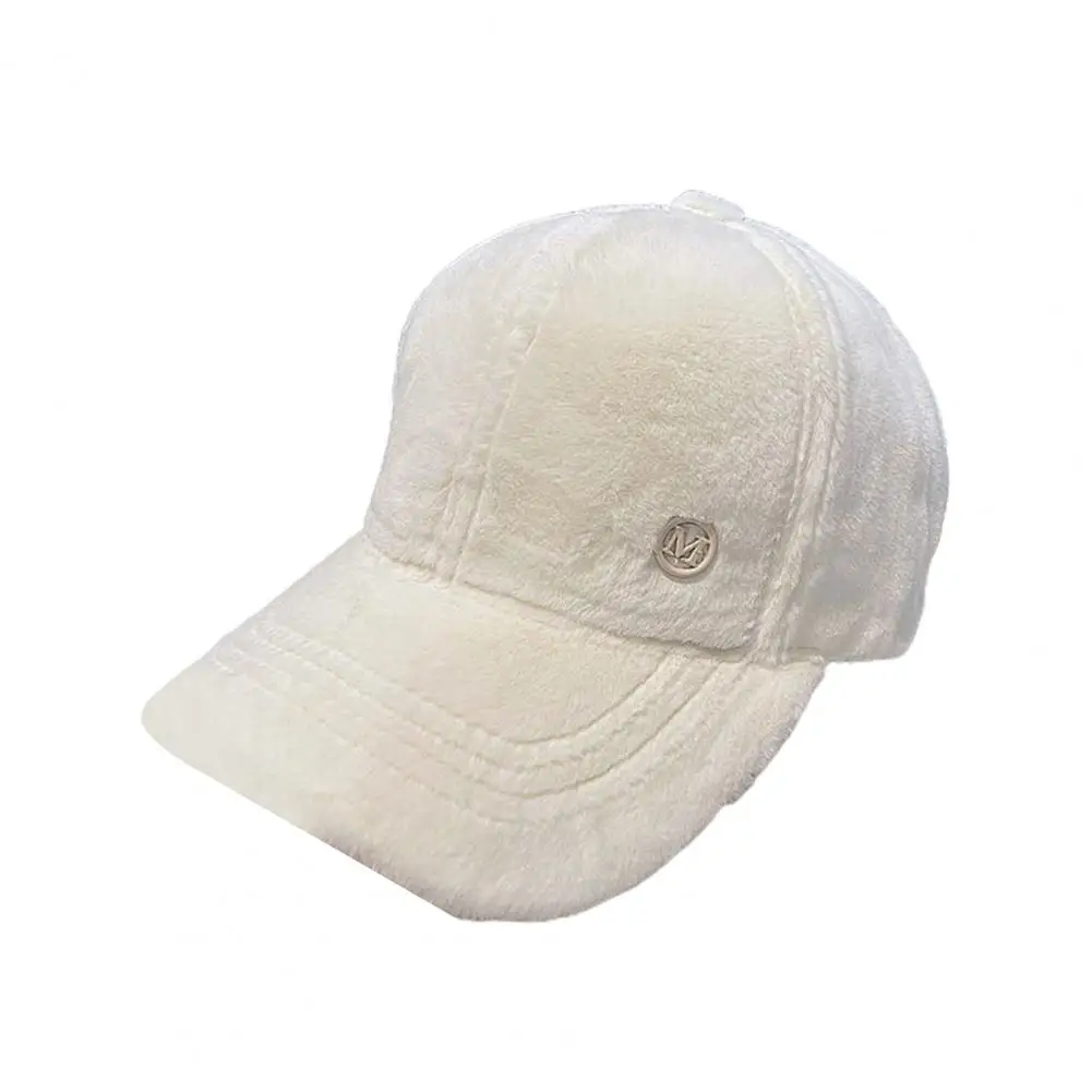 Cool Women Winter Hat Headwear Long Brim Round Letter M Winter Baseball Cap  Peaked Cap Warm image 6
