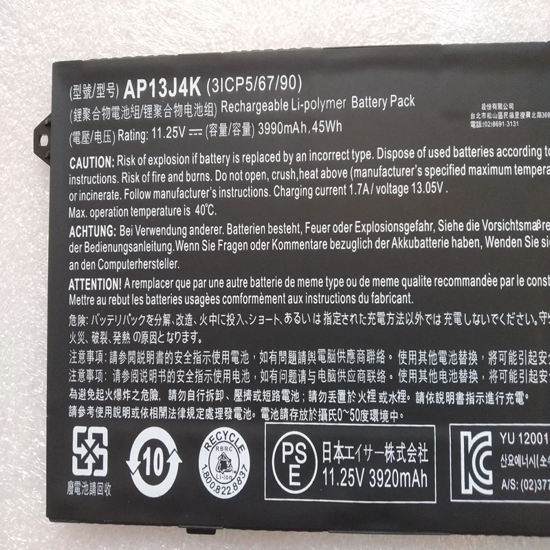 AP13J3K AP13J4K AP13J7K Battery For Acer Chromebook 11 C720 C720P C740-C5U9 C771T-56G3 14 CP5-471 CB514-1HT-P3GK Spin 512 R852TN