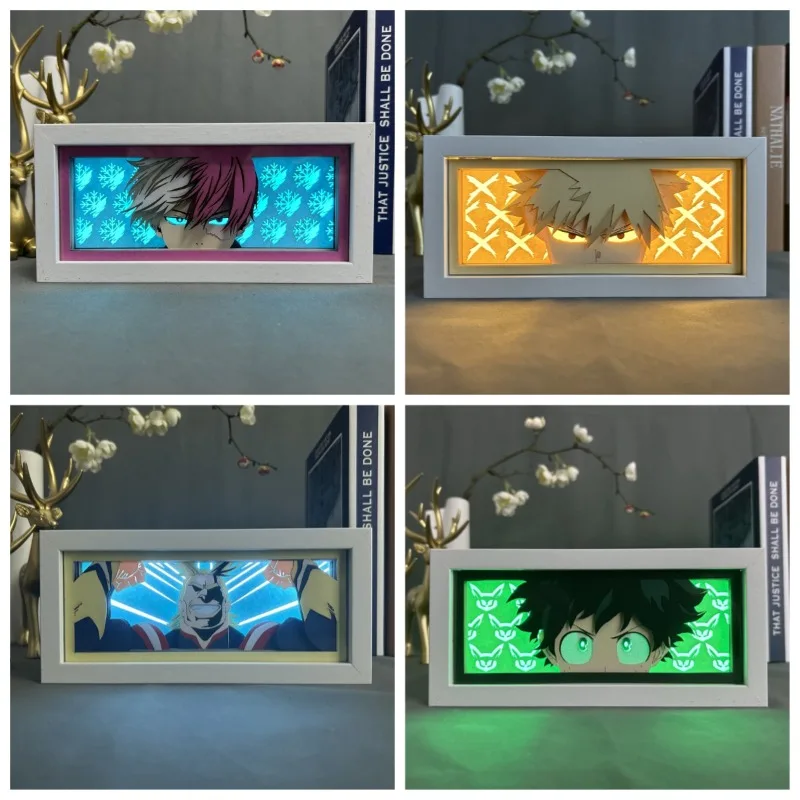 

Anime My Hero Academia Paper Carving Lamp Todoroki Shoto Midoriya Izuku Bakugou Katsuki Paper Cut Shadow Box Decoration Toy Gift