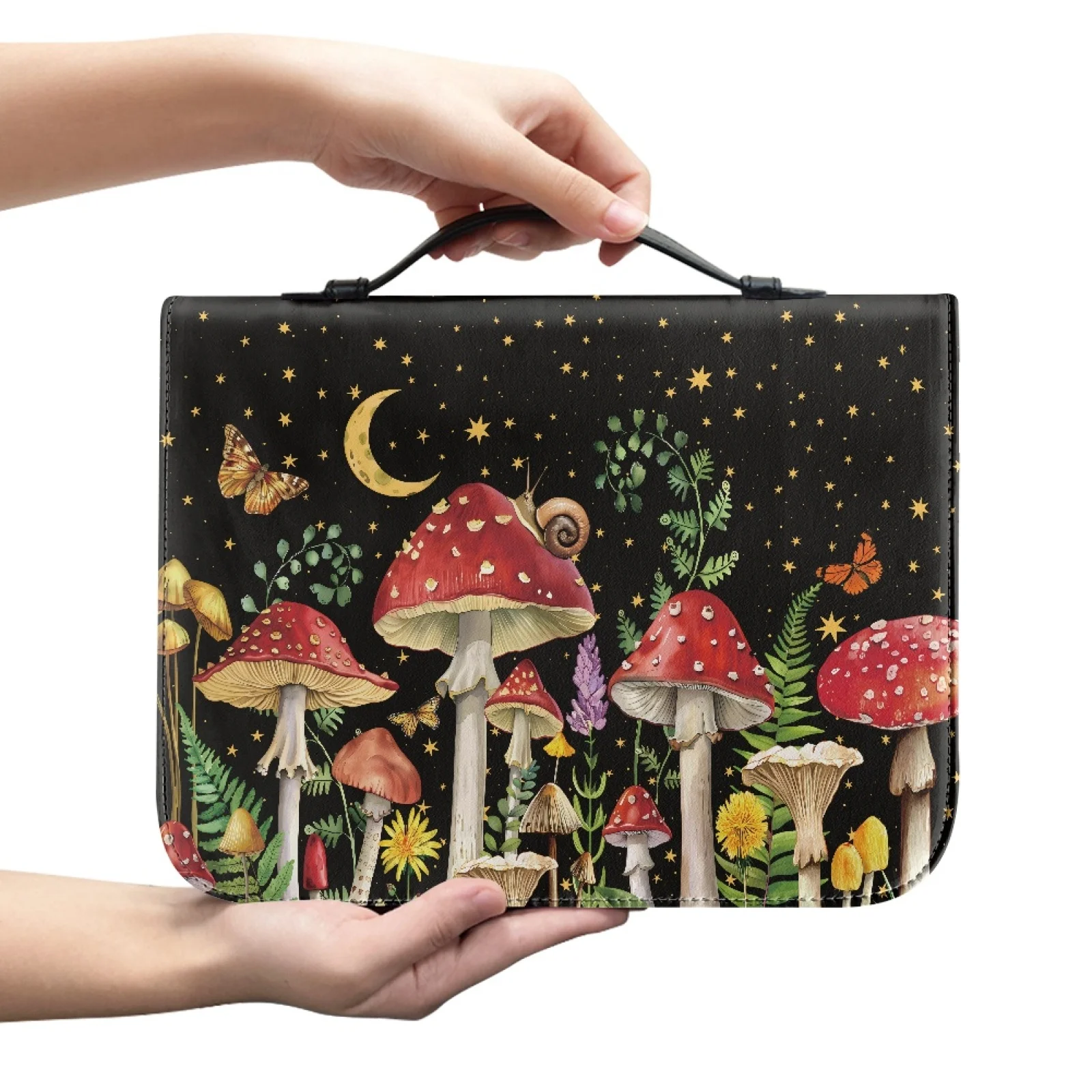 XIXIRIMIDO Mushroom Moon Star Print Large Capacity Bible Holder Pack for Men Waterproof Bible Cover 2026 Collection
