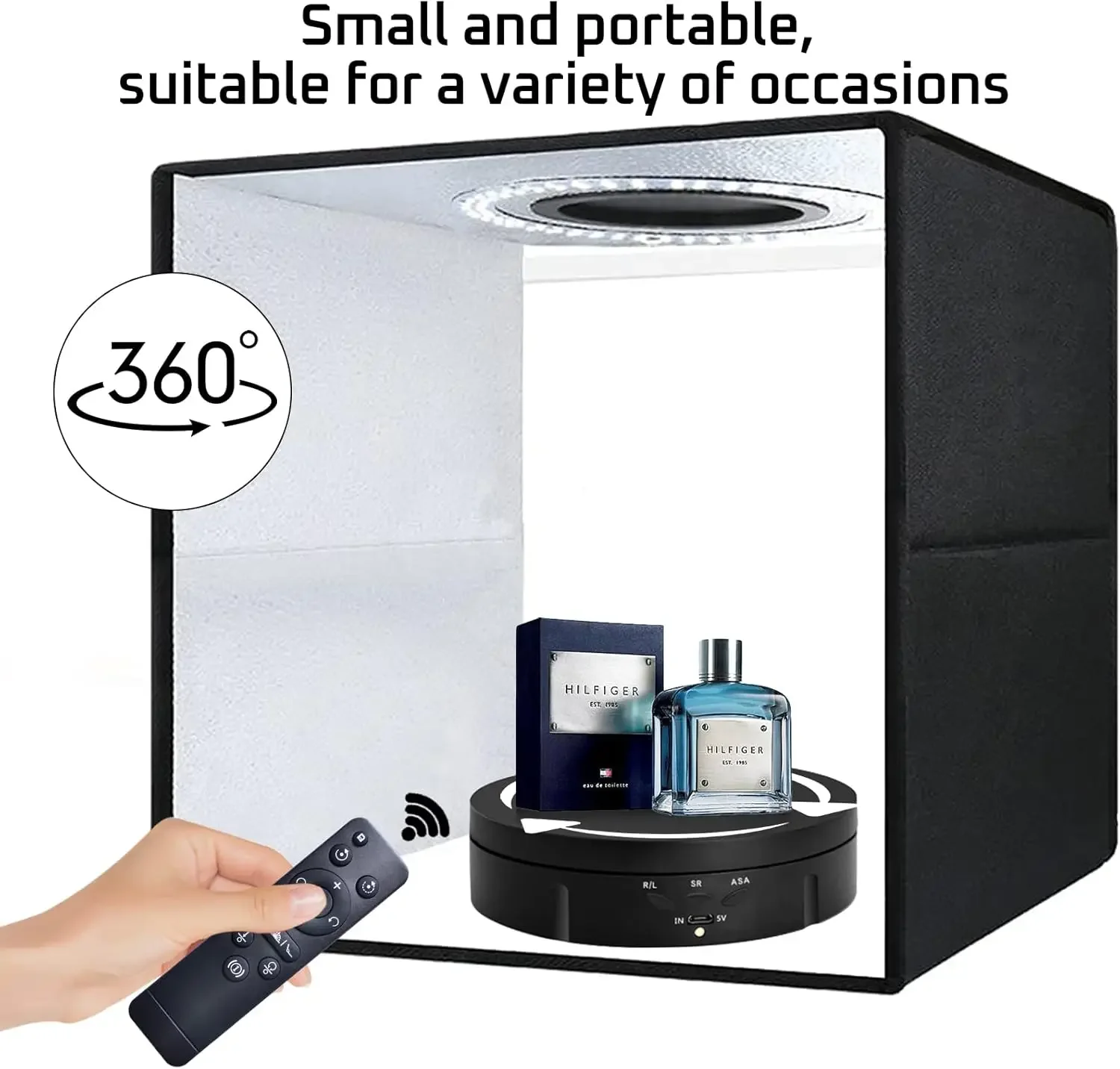 3 in1 Motorized Rotating Display Stand Replacement Cover 360 Electronic Turntable for Photography Products (Remote Controller) image 2
