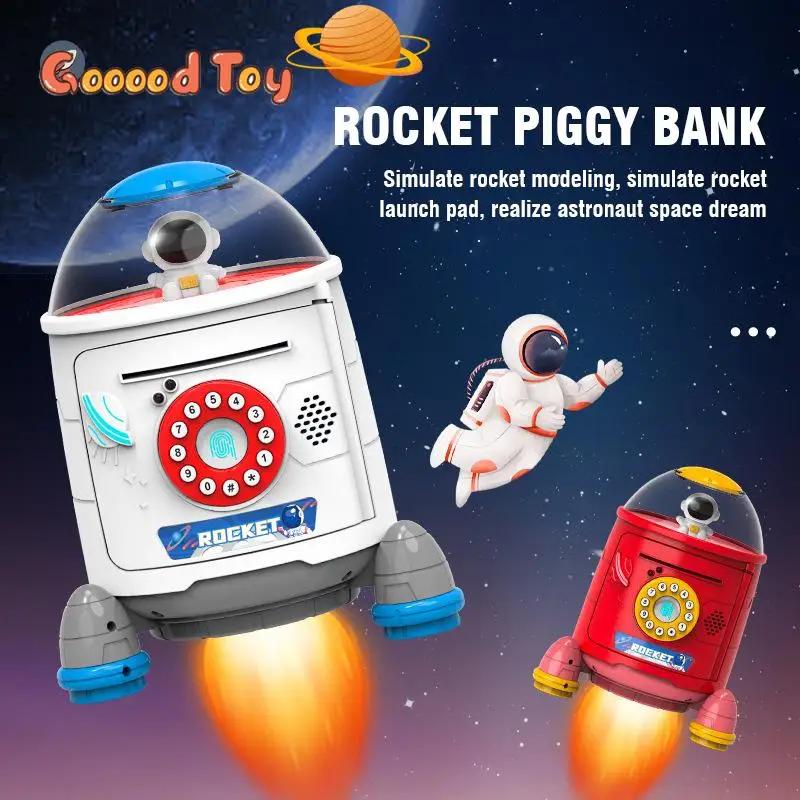 

Electric Piggy Bank Rocket Automatically Moneybox Kid Atm Toy Banks To Save Money Coin Kids Educational Toys for Boys Girls Kids