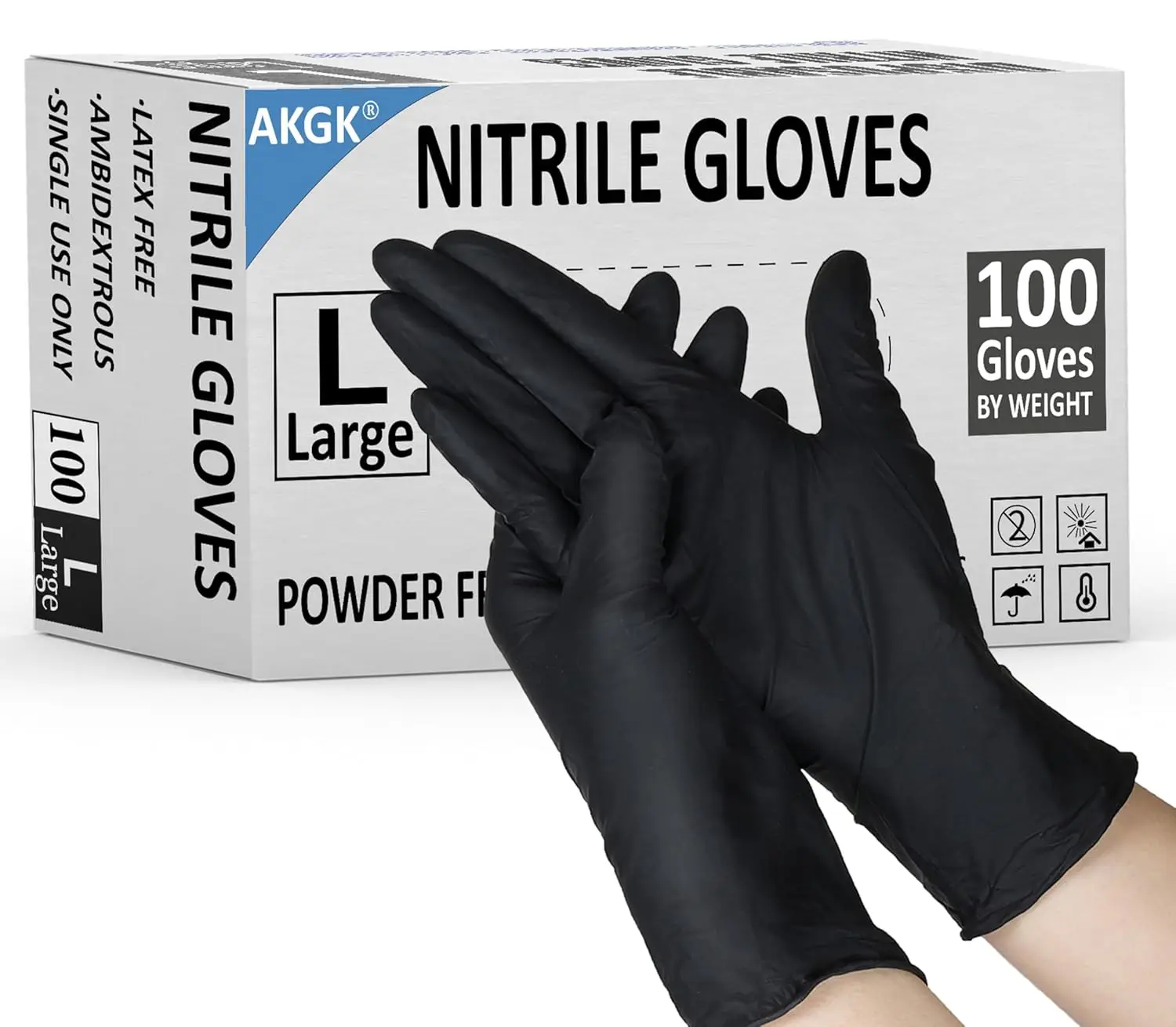 

Nitrile Gloves, 100 Pcs Disposable Black Nitrile Gloves Large, Textured Fingertips for Wet/Dry Grip, Powder-Free Latex-Free for