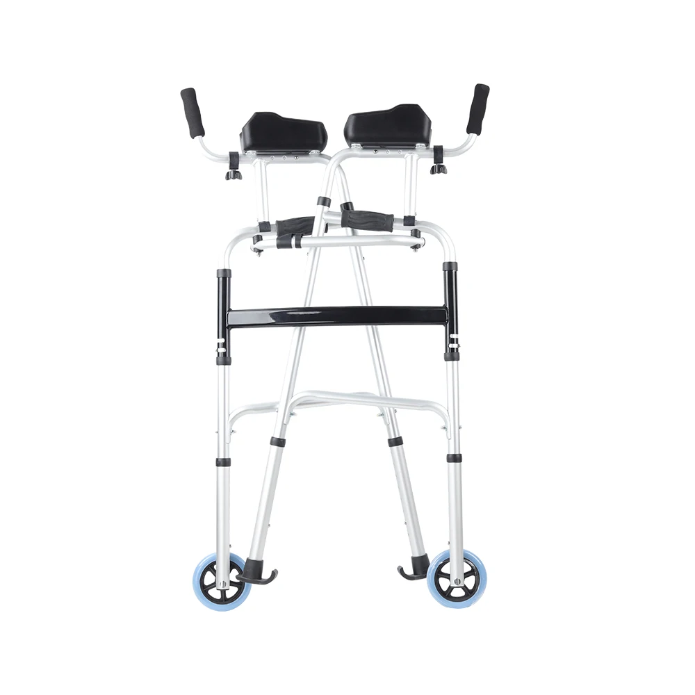 Factory Aluminum Forearm Walker Aid Adjustable Mobility Wheel Walker Folding Rollator Walker for Senior Handicap Disabled