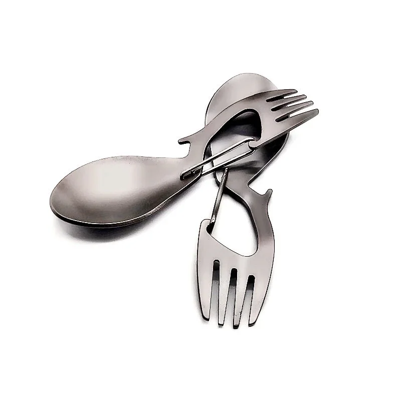 Lightweight Titanium Alloy Dual-use Spoon Fork Durable Multifunctional Tableware Practical Accessory Outdoor Camping Daily Use
