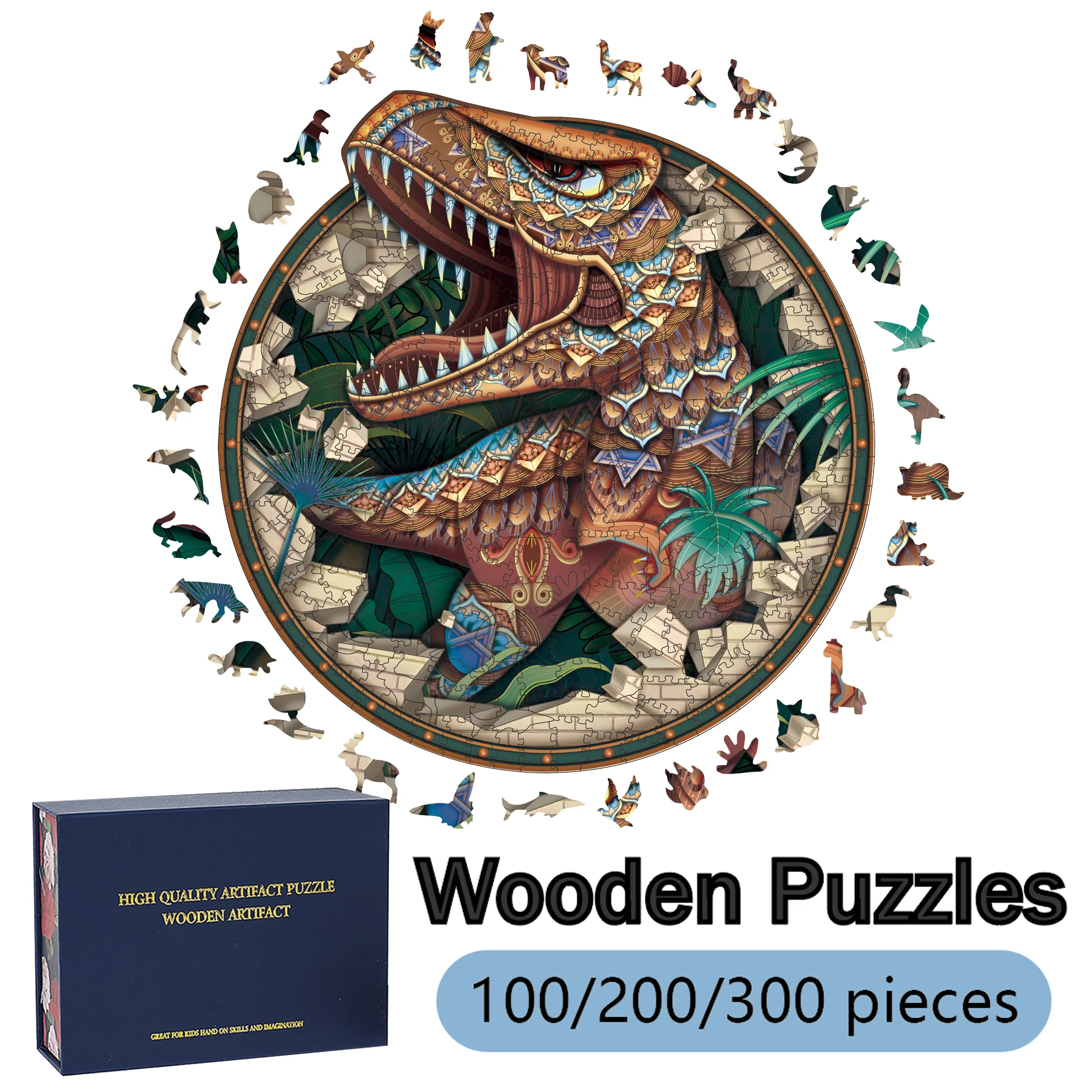 Wooden Puzzles for Adults, 100/200/300 Pieces Uniquely Irregular Animal Shaped Wooden Puzzles, High-difficulty Puzzle