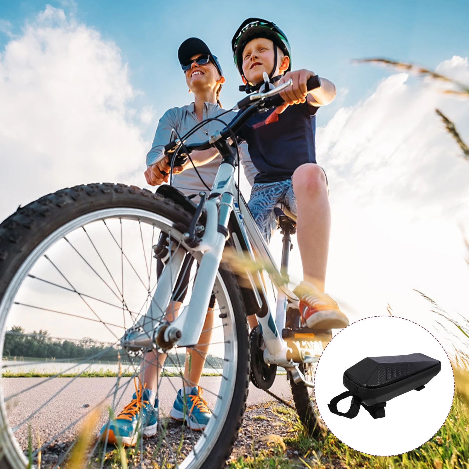 

EVA Waterproof Front Frame Bag Cycling Large Space Scratch Proof Bike Pouch Storage Tube Bag Handlebar Phone Case Reflective
