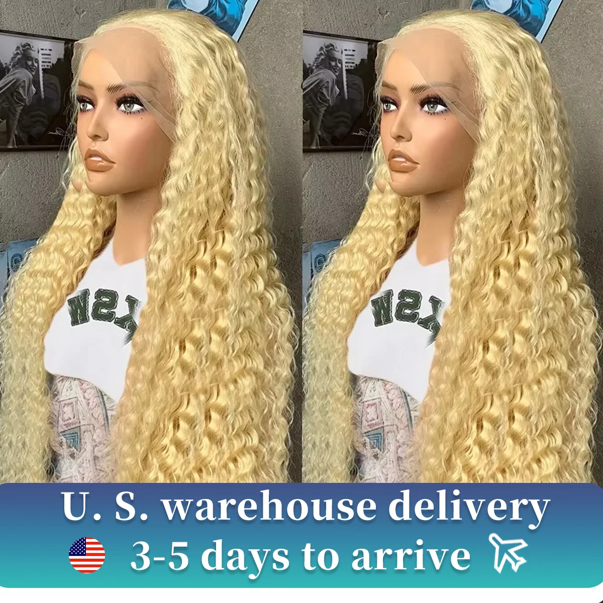 40 inch 613 Honey Blonde Lace Front Human Hair Wigs Loose Deep Wave 13x4 Water Wave Color Transparent Curly HD Lace Frontal Wig