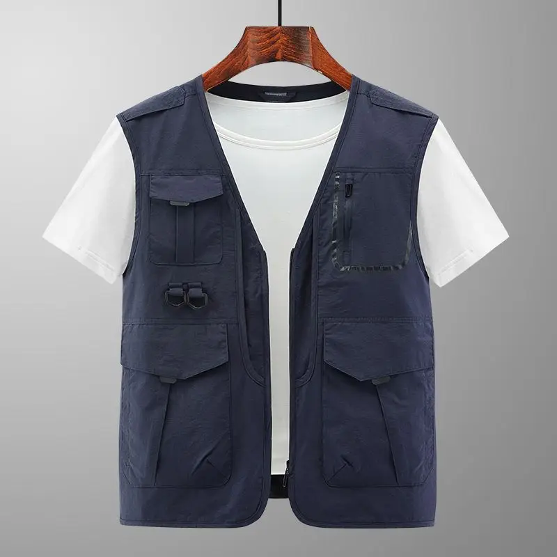 

Men Outdoor Mountaineering Vest New Men's Multi-Pocket Quick-Drying Vest Jacket Casual Large Size Fishing Multi-function Vest