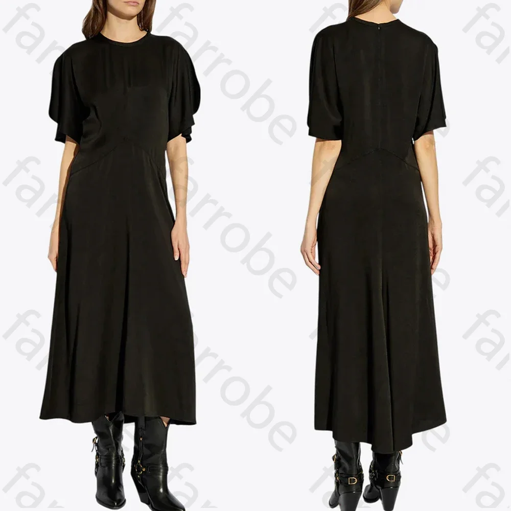 

Customized Elegant Short-sleeved Midi Dress A-Line Evening Dresses Occasion Formal Exquisite High Quality Prom Party Gowns Women