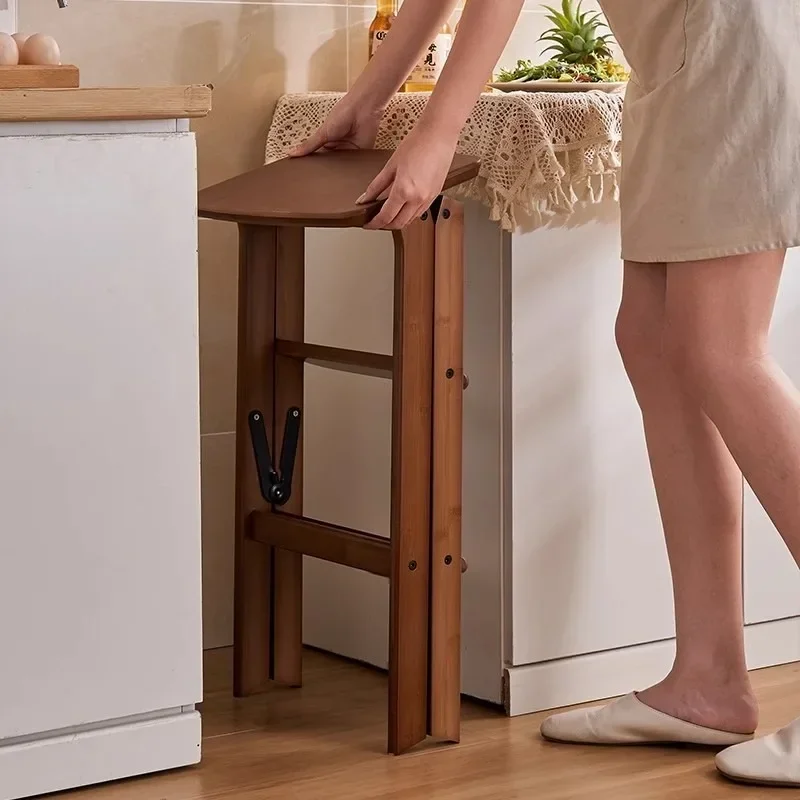 Multi-functional Solid wood high stool Multifunctional foldable thickened three-step stool Portable bar stool