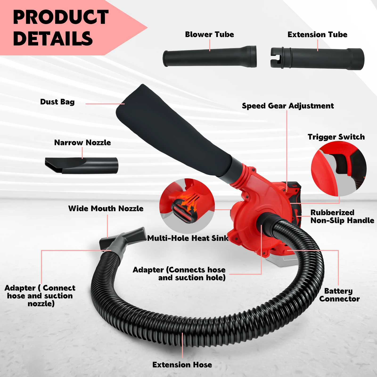 Brushless Leaf Blower for Milwaukee 18V Battery Cordless Electric Air Blower Vacuum Cleaner 6 Speed Up to 180MPH (No Battery)