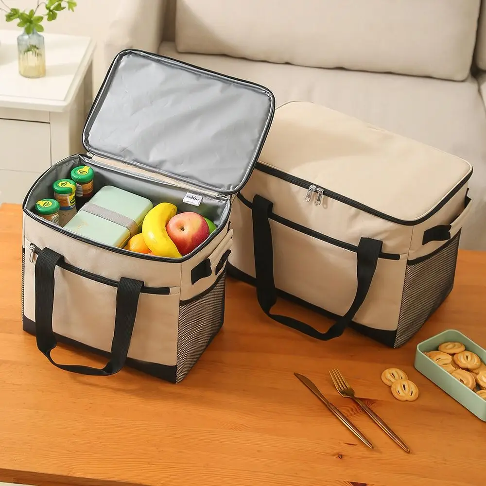 Oxford Cloth Lunch Cooler Bags 18L 30L Aluminum Foil Thermal Insulation Bag Leakproof Large Capacity Refrigerated Bag Outdoor