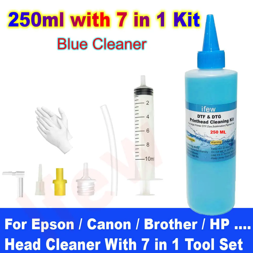 مجموعة سائل تنظيف رأس الطابعة لرؤوس الطابعة Epson Canon HP Brother Dtf، حل تنظيف فوهة الطباعة، رؤوس الطابعة النظيفة السائلة