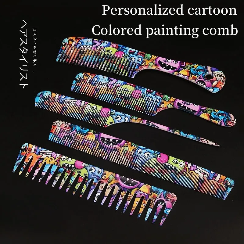 Cartoon Graffiti Hair Cutting Comb Barber Shop Specialized Hair Cutting Comb Hairstylists Recommended By Men's Women's Hair Comb