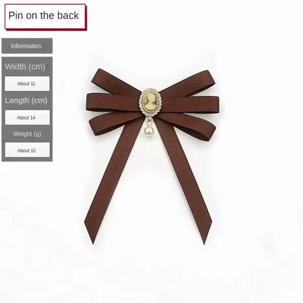 New Stylish Ribbon Bow Tie Brooch Elegant Professional Charming Pins Coffee Color Shirt Unique Accessories For Girls