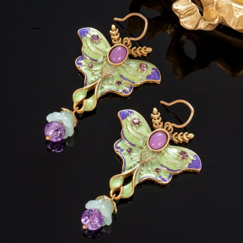 

Зеленые и фиолетовые эмалевые серьги-бабочки для женщин и девушек, модные ювелирные украшения, аксессуары, хит продаж, подарок для вечеринки, новый стиль 2026 года