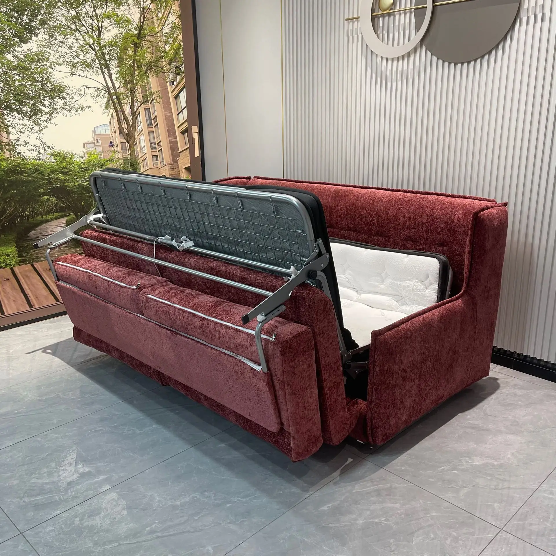 Yjq flip sofa bed folding dual-purpose apartment hotel furniture multi-functional cotton and linen sofa bed with mattress