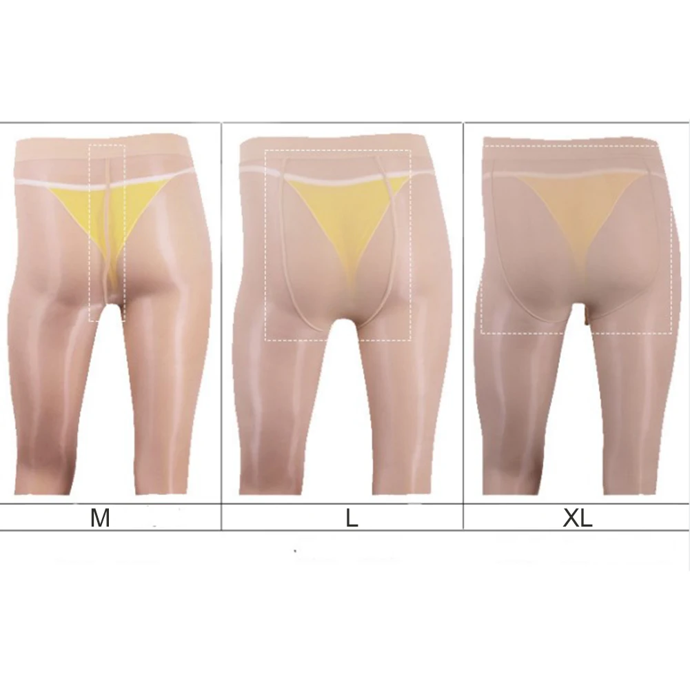 Pantyhose seksi pria ukuran Plus stoking berkilau tipis Ultra elastis celana ketat sejuk sejuk pakaian dalam tipis kantung besar celana dalam pria