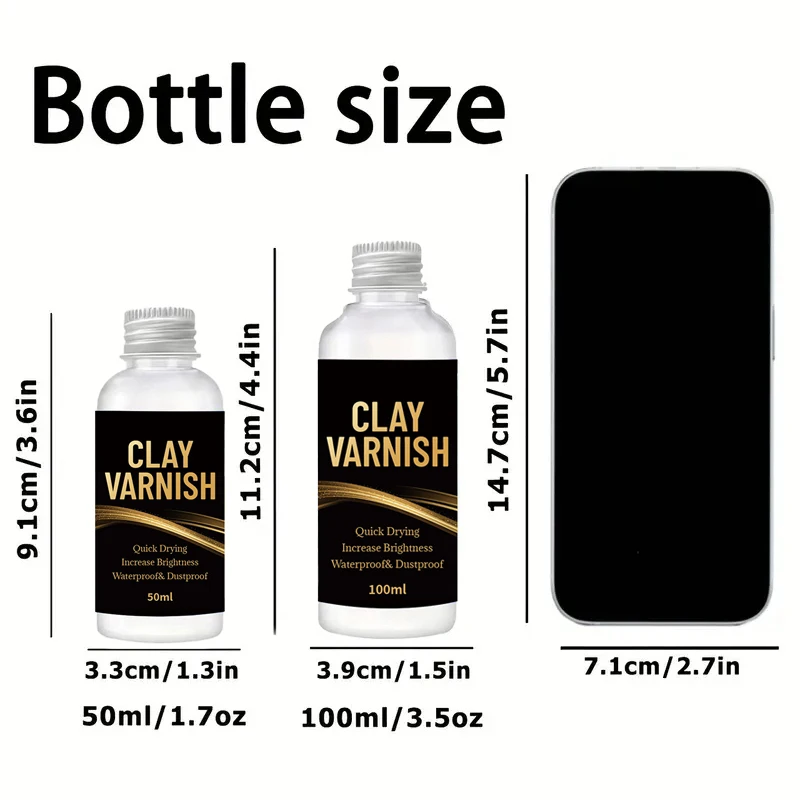 50ml/100ml Gloss Varnish Clay Glaze - Clear, high gloss anti fading and non yellowing, protective transparent coating
