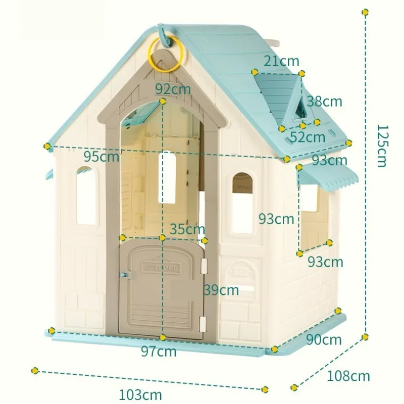 子供用おもちゃテント プラスチック製プレイハウス 室内屋外兼用 ごっこ遊びハウス ドアと窓付き 安全で安定した子供用ゲームハウス 男の子女の子向け