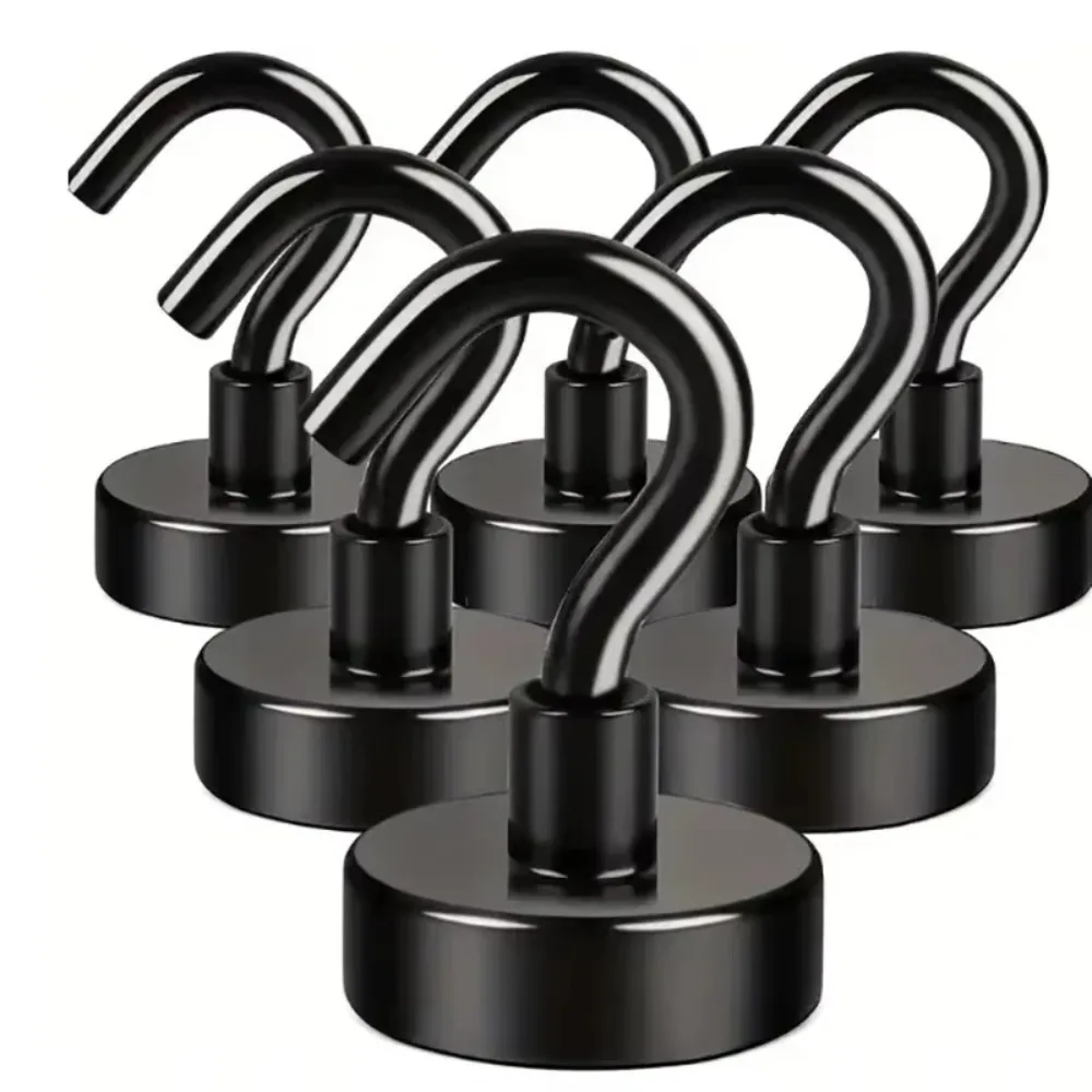 2026 new 6Pcs Black Magnetic Hook 15 Lbs (Approx 7Kg) Indoor Hangings, Kitchens, Workplaces, Offices and Garages