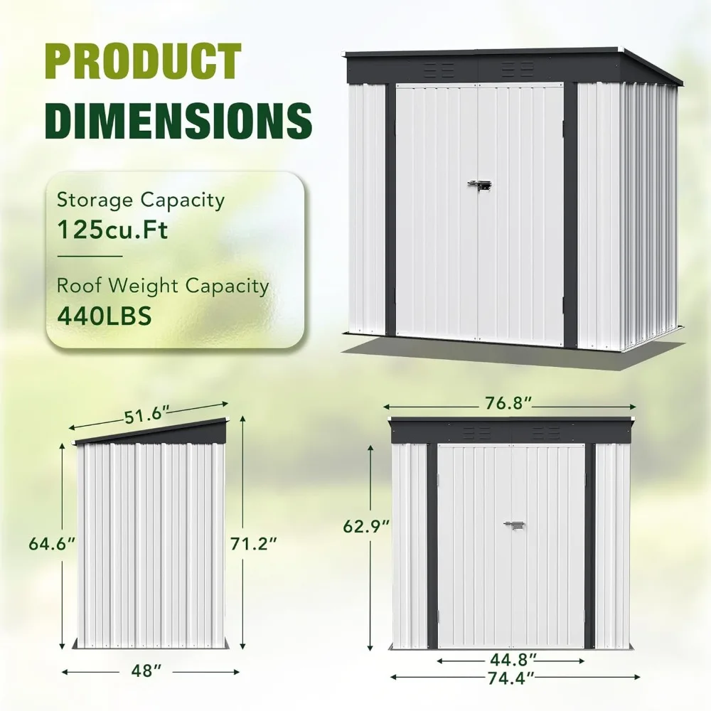 Imagem -03 - Metal Garden Shed com Portas Duplas Bloqueáveis Armazenamento ao ar Livre Shed Todos os Climas Ferramentas de Jardim Brinquedos e Diversos 6ft x 4ft