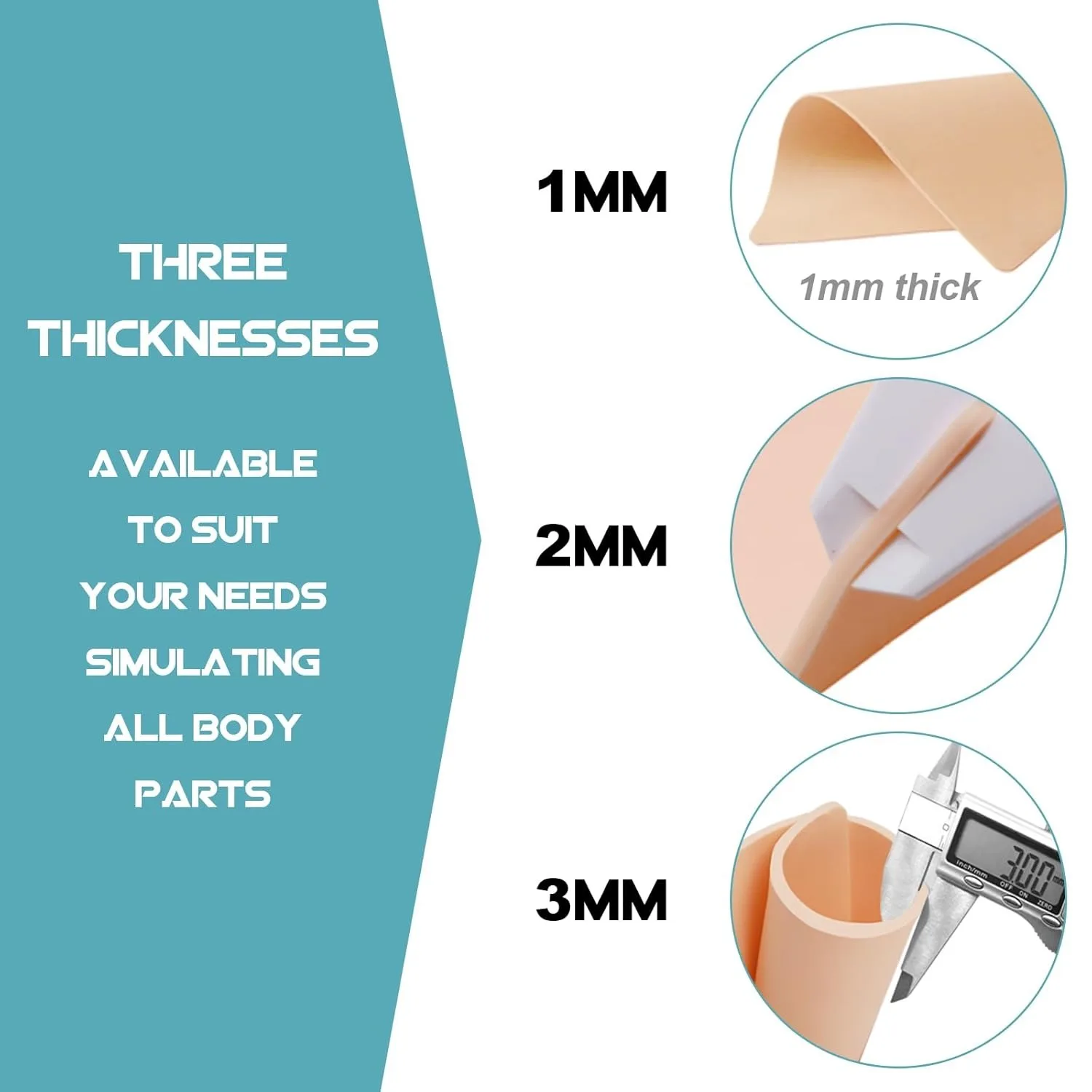 Tattoo Skin 1MM/2MM/3MM 3/6/9 Pack Thick Double-Sided Fake Skin Tattoo Practice 6x8in Suitable for Beginners Experienced Artists