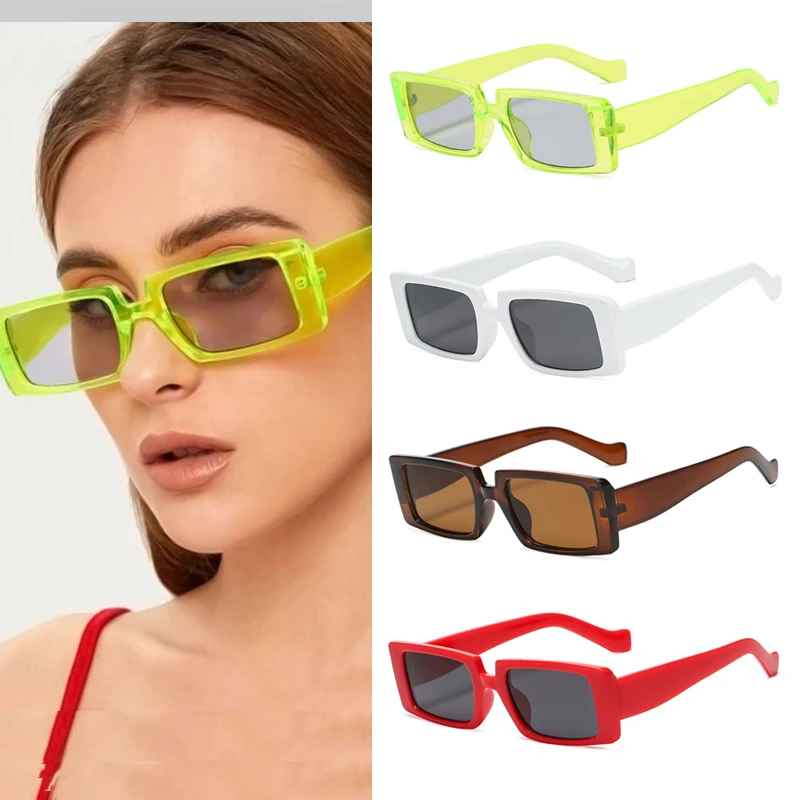 

Motorcycle 1/4set Trendy Wide Square Frame Sunglasses Small Rectangle Sunglasses Summer Female Candy Color Lens Eyewear UV400