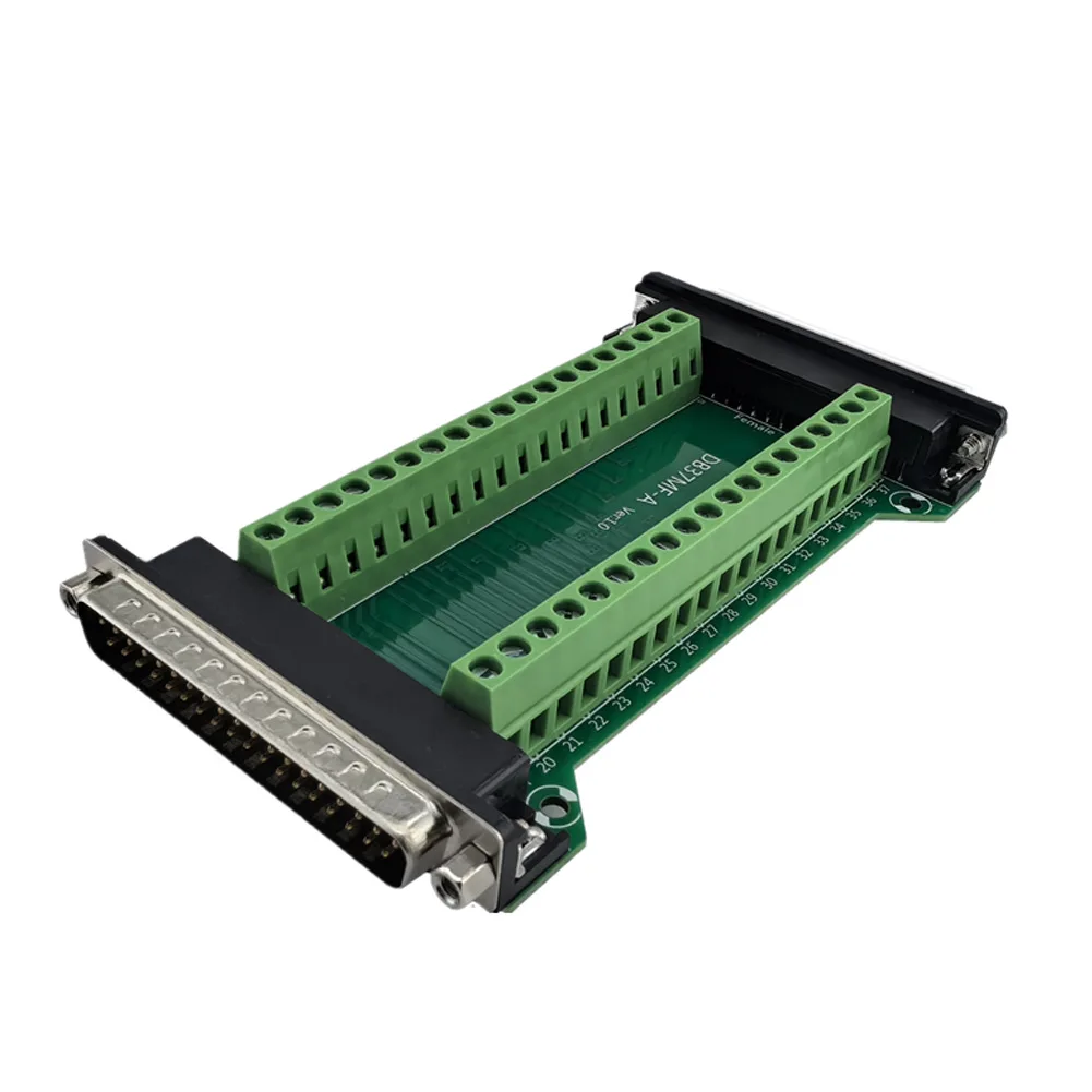 DB37MF-A Solderless Terminal Block Adapter for DB37 Connections in Test Fixtures and Production Line Equipment