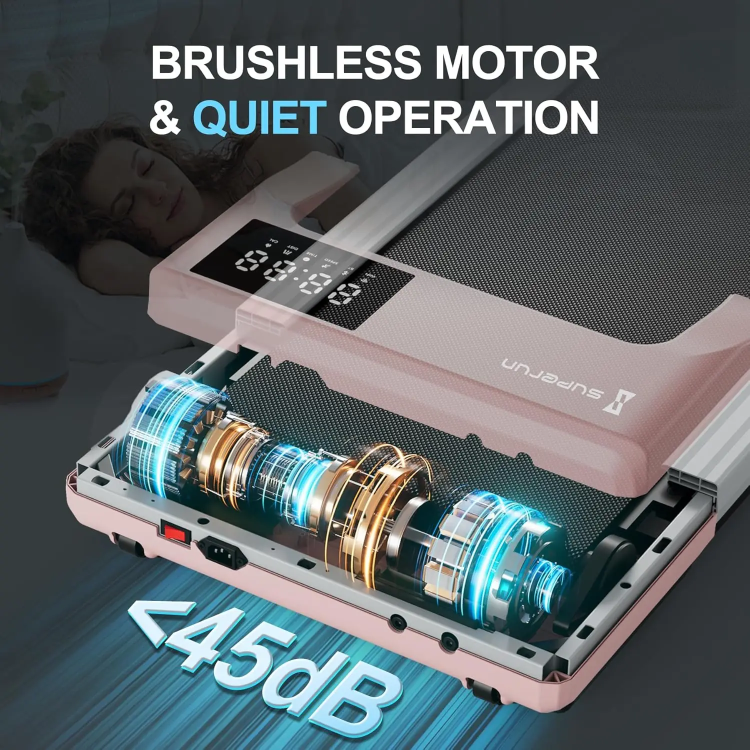 جهاز سير محمول 3 في 1 تحت المكتب مع جهاز تحكم عن بعد، شاشة LED، آلة الركض المشي هادئة 2.5 حصان للاستخدام المنزلي والمكاتب #5