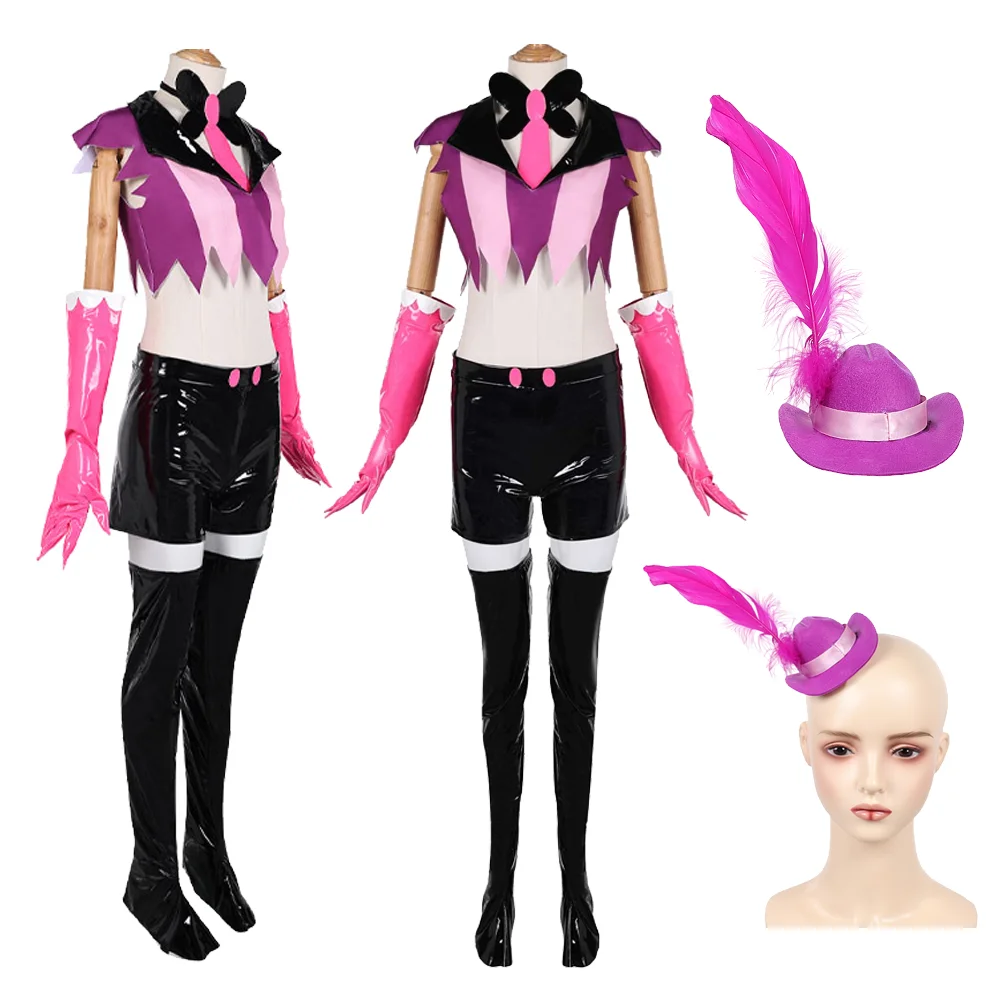 

Hazzbin Hotel Costume Angel Cosplay Dust Uniform Suit Hat Outfit for Adult Women Girls Disguise PHalloween Carnival Party
