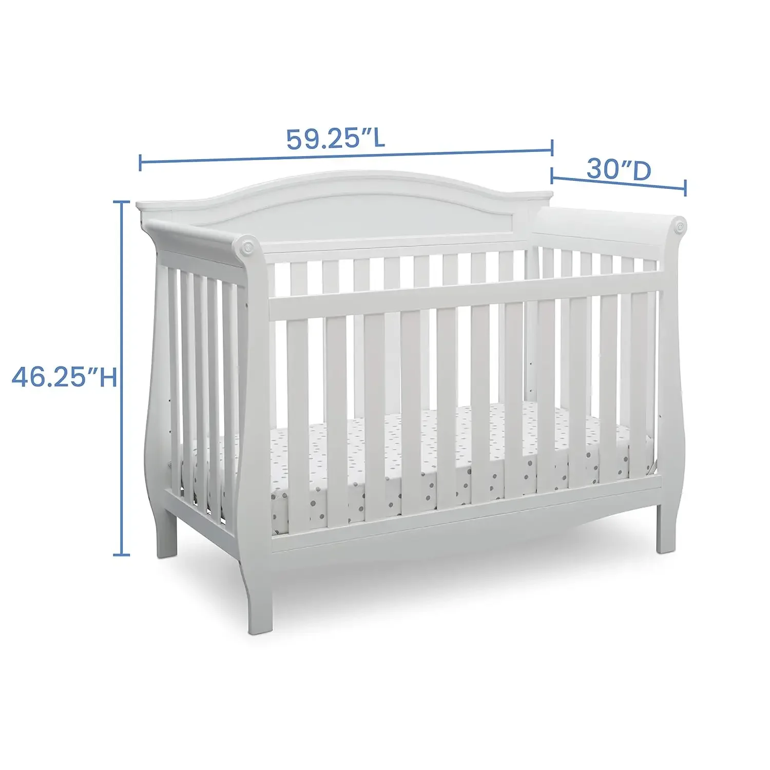 Delta Kids Lancaster-cuna Convertible para bebé, 4 en 1, Bianca, blanco