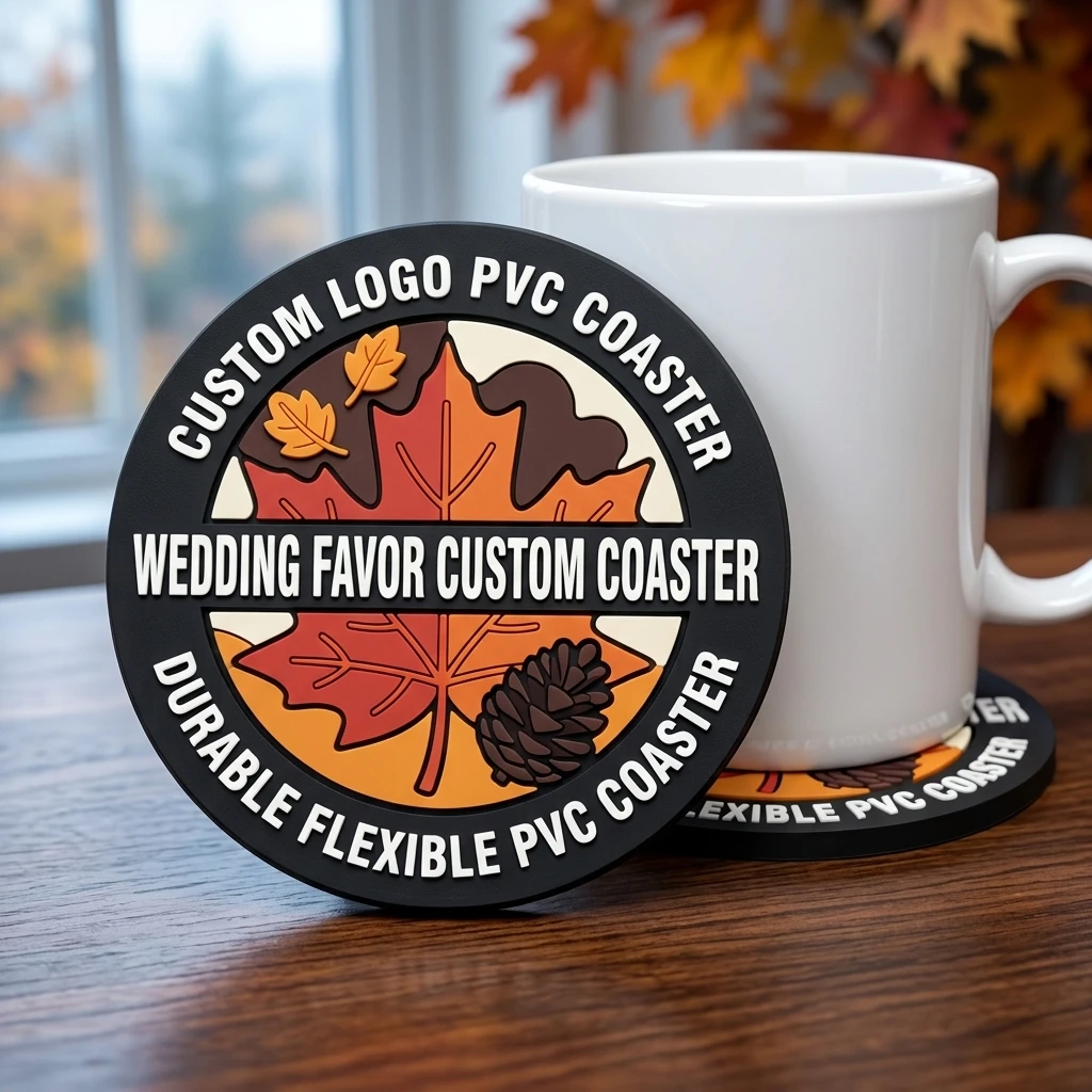Personalized Round PVC Drink Coaster Custom Logo Anti‑slip Heat‑resistant Cup Mat Home Table Decor Accessories