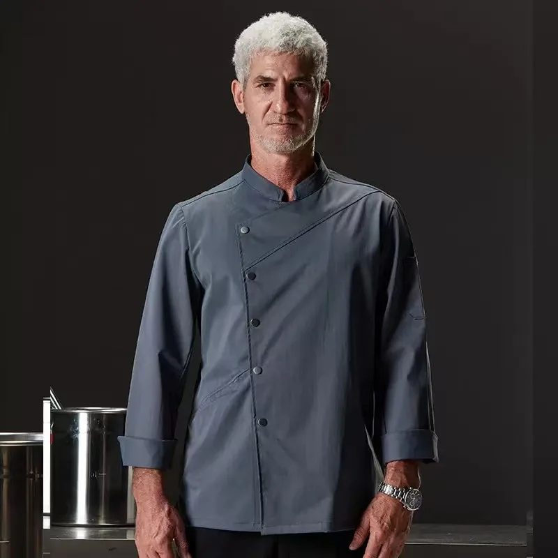 Uniforme de chef de restaurante ocidental, roupa de outono, catering, hotel, cantina, pastelaria, loja de bolos, roupa de trabalho, jaqueta de cozinha de três quartos