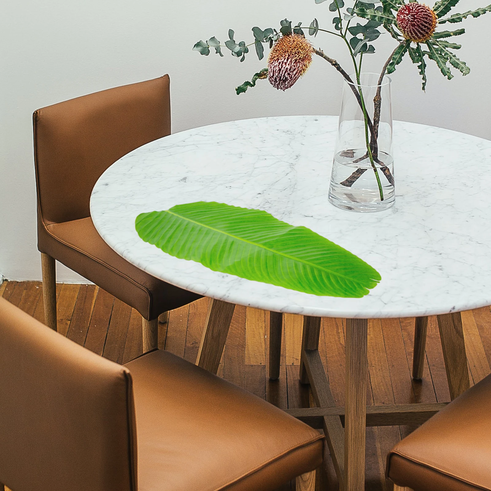 

5 шт., набор подставок с дизайном листьев, прочная долговечность, имитация бананового листа, настольный коврик для кухни, столовой, декор, термостойкий