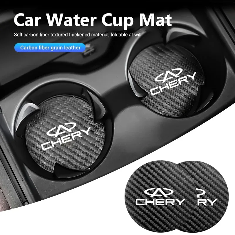 Porta-copos de carro de couro antiderrapante copo de água slot almofada para chery tiggo 5 2 3 7 8 pro 5x 3x qq fulwin rosto arrizo a1 a3 a5 t11 amuleto