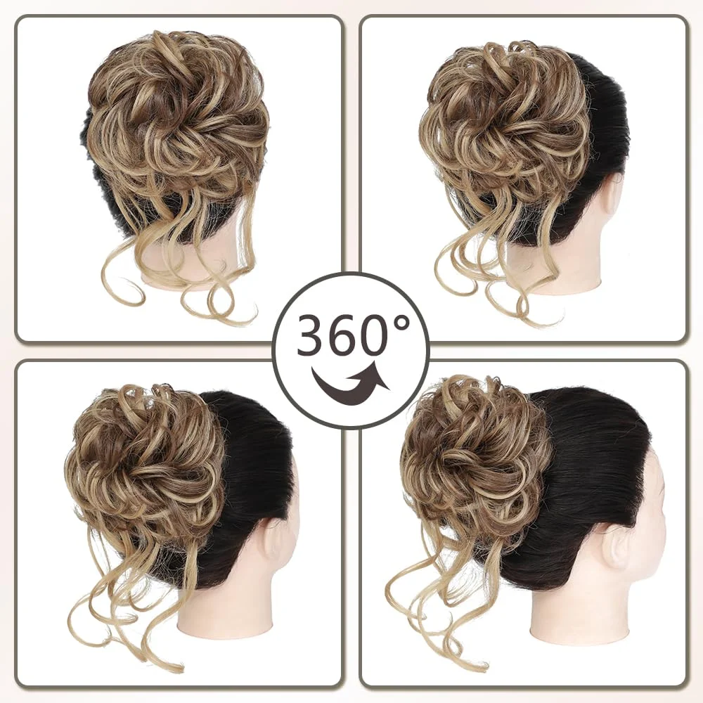 Messy Bun Hair Piece Claw Clip Tousled Updo Hair Buns Hairpiece Extensions Curly Faux Bun Hair Pieces for Women