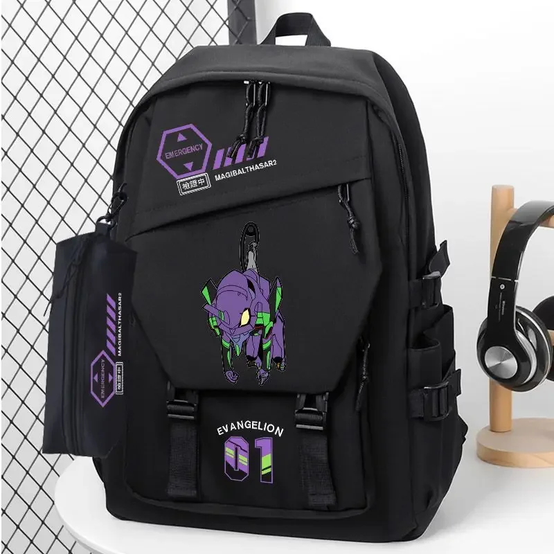 

Cartoon Evangelion EVA Unit 1 School Bag Large Capacity Trendy Backpack for Primary and Secondary School Students Christmas Gift