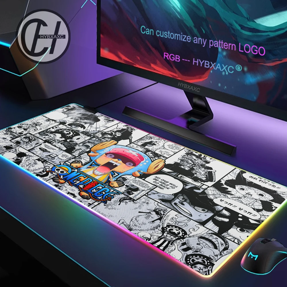 

Tony Tony Chopper Pattern Mouse Pad RGB Gaming Desk Mat HD Gamer Large LED Light XXL MousePads PC Computer Carpet One Piece