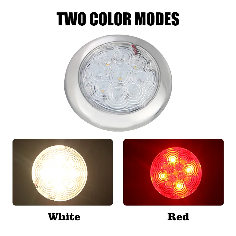 

Marine Bright Slim LED Ceiling Light RV Red/White Bi-Color Dome Light Ceiling Lamp For Caravan Boat Yacht Camping Car