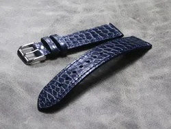 Blue Handmade Soft Thin Watch Strap 18mm 19mm 20mm 21mm 22mm Alligator Leather Watchband For  IWC OMEGA Longines