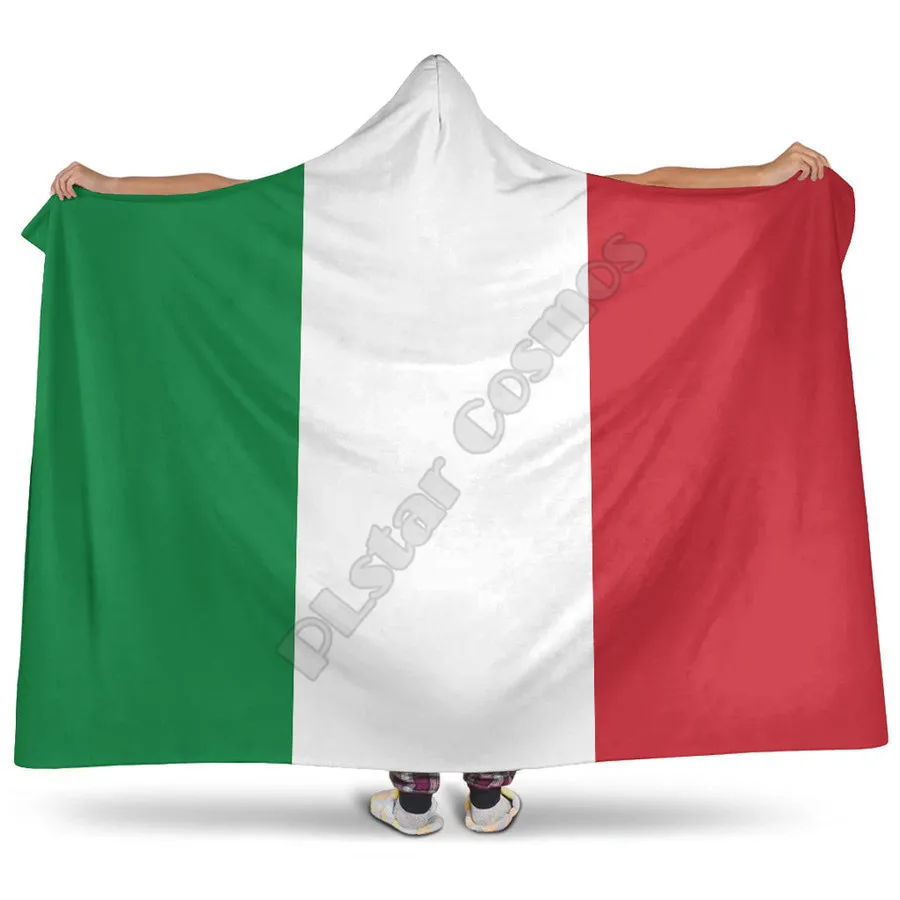 

Flag of Italy/Kuwait/Iceland Hooded Blanket 3D Printed Adult colorful child Sherpa Fleece Wearable Blanket Microfiber Bedding