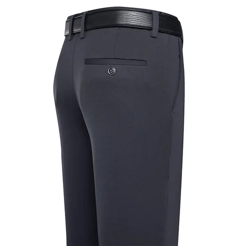 Imagen 2 del producto Pantalones de traje para hombre, pantalones informales de negocios, vestido Formal, pantalones rectos elásticos, negro, azul marino, ropa masculina