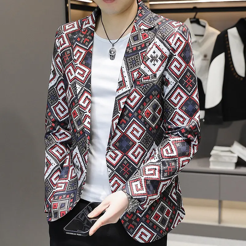 

Spring Autumn Men's Slim Fit Casual Faionable Korean Sle Individualized ular Small Suit Jaet Warm Daily Wear