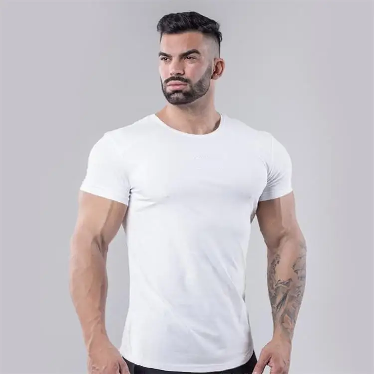 Summer Men's Oversize  Short Sleeve T-shirt for Gym Workout Stretchy Sweat-wicking Soft Crossfit Smooth T-shirts Male