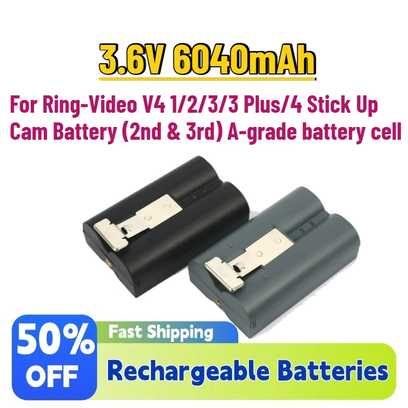 Upgrade 3.6V 6040mAh Rechargeable Battery for Ring-Video V4 1/2/3/3 Plus/4 Stick Up Cam Battery (2nd & 3rd) A-grade Battery Cell