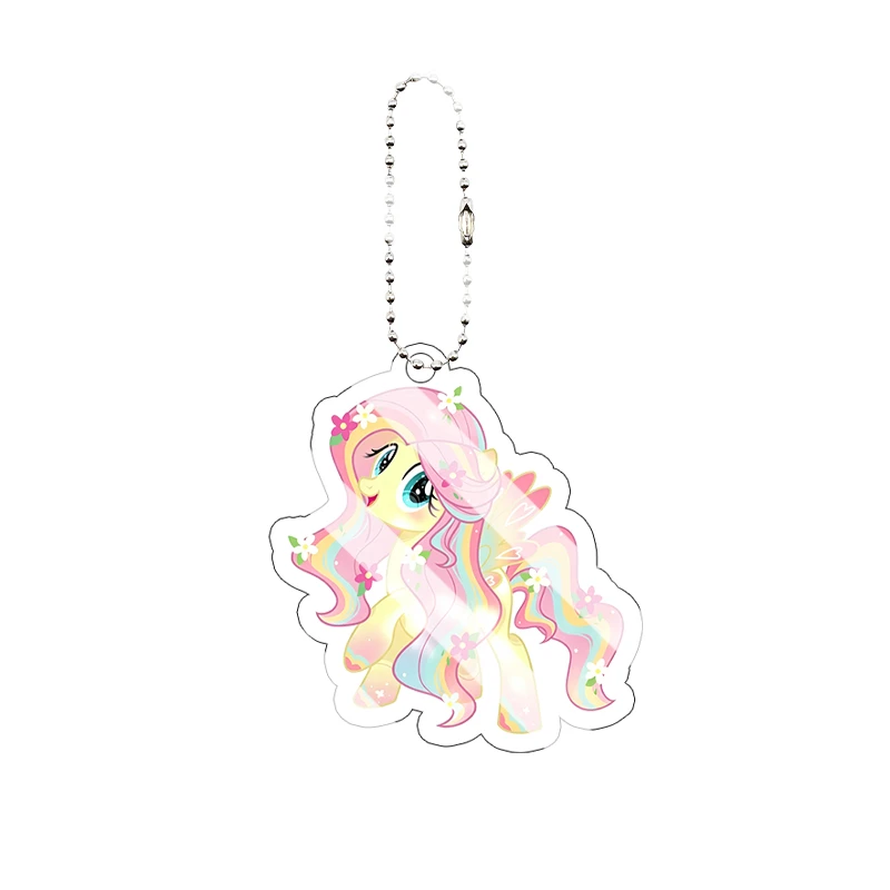 Fluttershy Acryl-Schlüsselanhänger Niedlicher Anime-Cartoon-Charakter Anhänger für Rucksack Schlüsselring Taschendekoration Geschenk – Detail 8